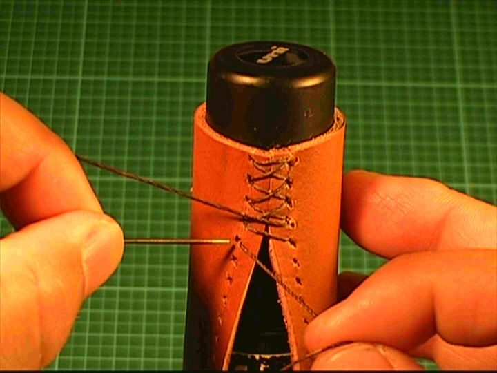 【革の縫い方⑤】：ｸﾛｽｽﾃｯﾁ-1の縫い方